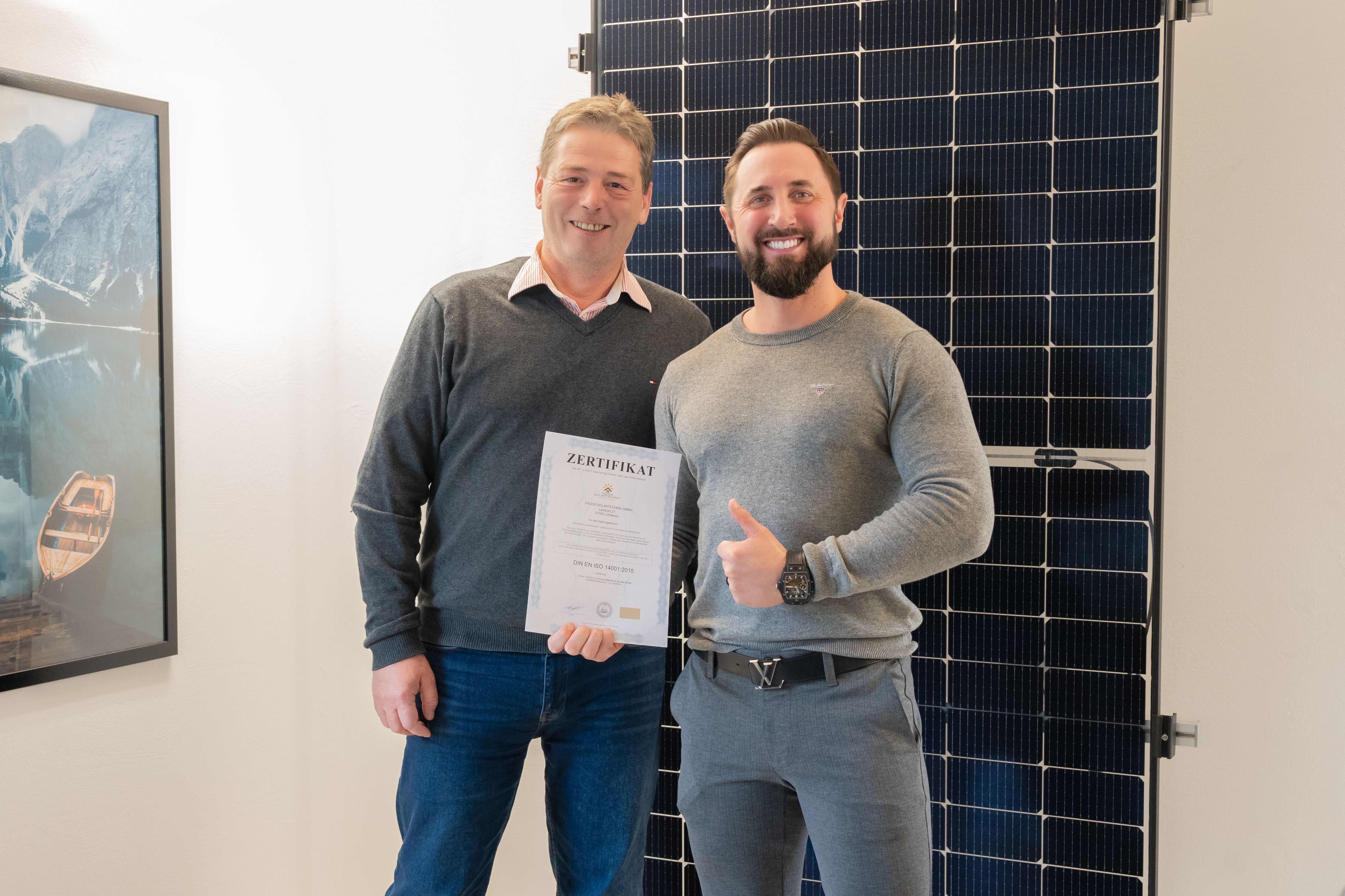 Pader Solartechnik erhält ISO 14001-Zertifikat für Umweltmanagementsysteme